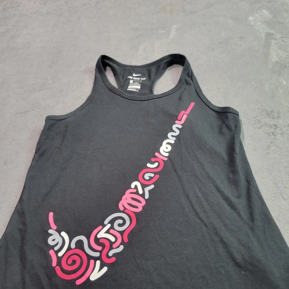 Nike Womens Dri-FIT Graphic Swoosh Racerback‎ Tank Top Black Large 913192-010